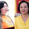 Bà Cao Xuân Thu Vân, Phó Chủ tịch UBND tỉnh Bạc Liêu (trái) và Bộ trưởng Bộ Nội vụ Phạm Thị Thanh Trà tại hội nghị sáng 25-5.