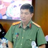 Thượng tá Lê Mạnh Hà, Phó Trưởng phòng Tham mưu, trả lời tại họp báo. Ảnh: LÊ THOA 