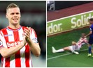 Hậu vệ Stoke City gãy gập chân sau một pha phá bóng