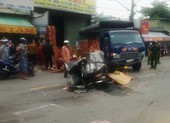 Tai nạn giữa xe máy và 2 xe tải, một người tử vong