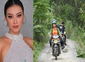 Á hậu Kim Duyên chạy xe máy, trao nhà tình thương