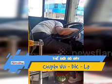 Video: Bỏ trạm, tài xế xe bus bị khách đập dưa hấu vào đầu