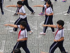 Thú vị với màn học sinh tập thể dục bằng nhạc võ Vovinam
