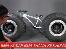 Biến xe đạp đua thành xe có cặp bánh khủng