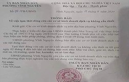 Phó Chủ tịch phường ra văn bản đóng cửa các cơ sở kinh doanh