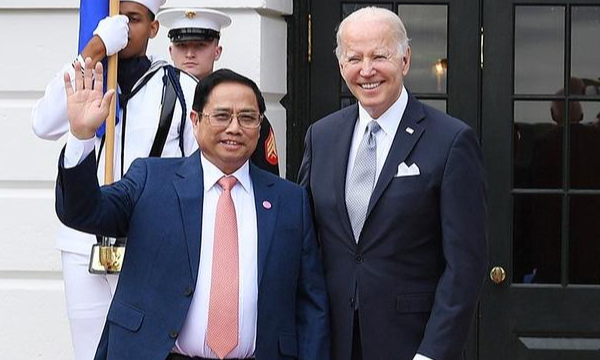 Tổng thống Mỹ Joe Biden tiếp đón Thủ tướng Việt Nam Phạm Minh Chính tại Mỹ. Ảnh: VGP