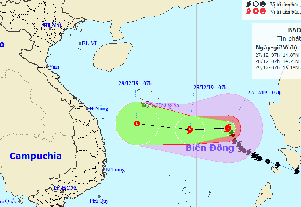 Bão số 8 giật cấp 14 cách Hoàng Sa 500 km phía Đông Đông Nam