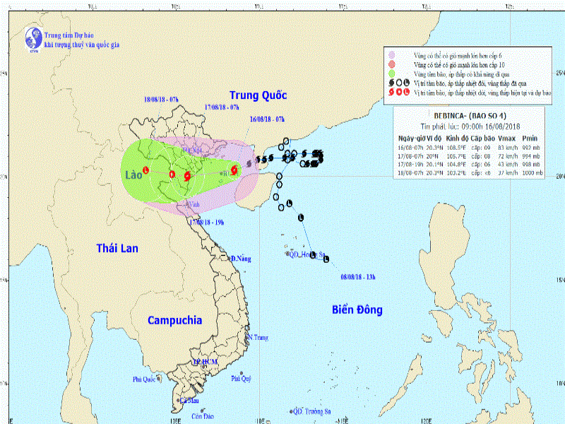 Bão giật cấp 11 hướng vào Thanh Hóa, Ninh Bình