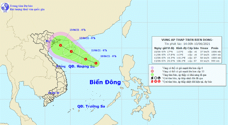 Áp thấp trên Biển Đông đang di chuyển hướng về Vịnh Bắc bộ - ảnh 1