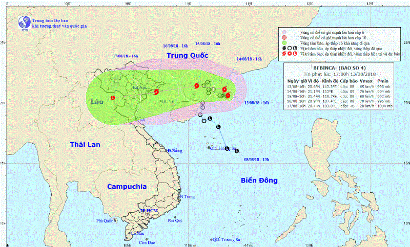 Bão Bebinca sẽ đổ bộ vào Quảng Ninh, Nam Định