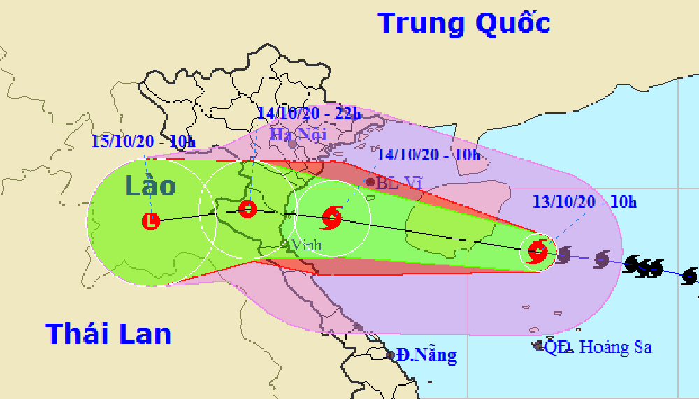 Tâm bão số 7 đang cách đảo Hải Nam 150 km về phía Đông