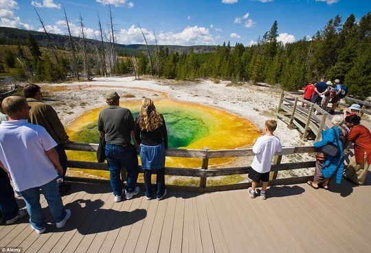 Over three million people enjoy the Yellowstone National Park annually, spans an area of 3,468.4 square miles, comprising lakes, canyons, rivers and mountain ranges