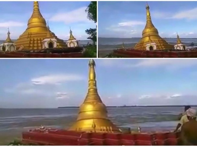 Chùa vàng ở Myanmar bị nước lũ nuốt chửng