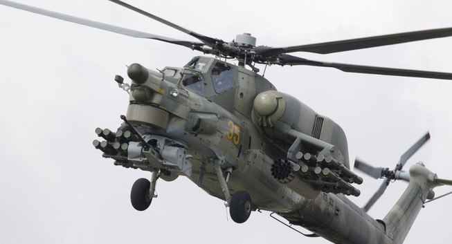 Máy bay quân sự Nga Mi-28 rơi, bị phá hủy hoàn toàn