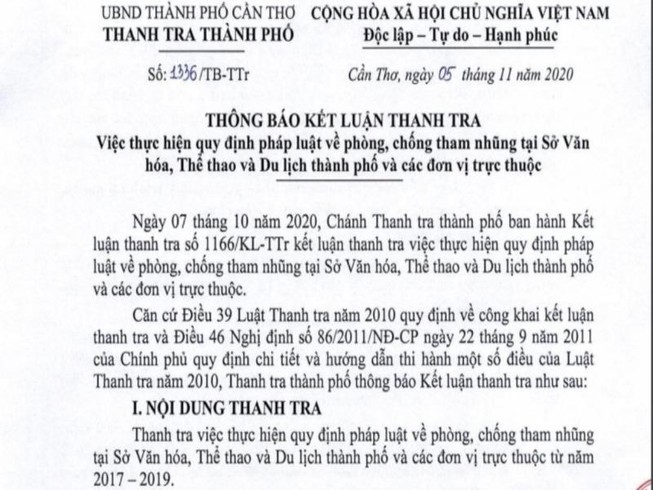 Cần Thơ: 1 sở và đơn vị trực thuộc bị truy nộp gần 483 triệu