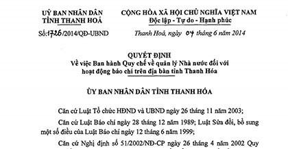 Thanh Hoá và Quyết định 1726