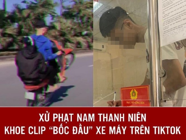 Bị xử phạt vì bốc đầu xe máy để đăng trên TikTok
