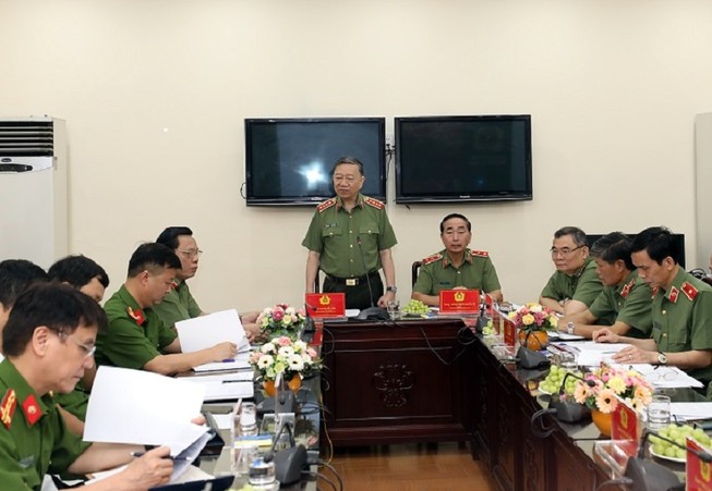 Bộ trưởng Tô Lâm phát biểu tại buổi làm việc. Ảnh: Bộ Công an