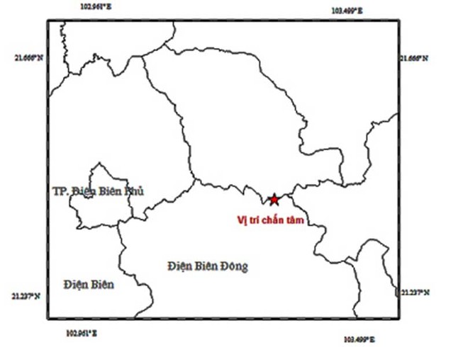 Động đất 3,9 độ Richter tại Điện Biên