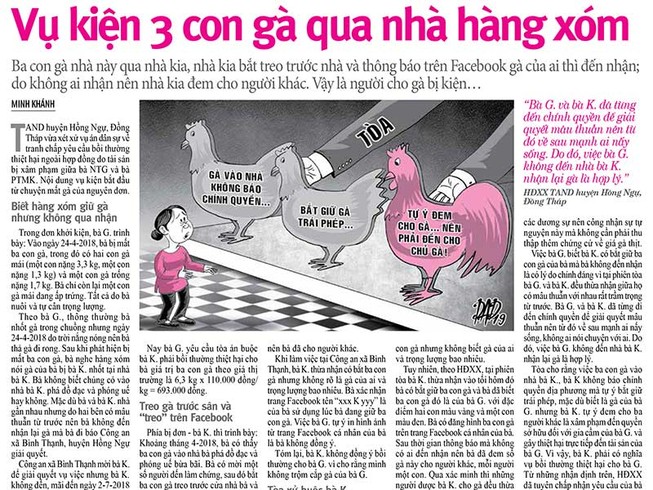Ý kiến khác nhau về vụ 3 con gà đi lạc