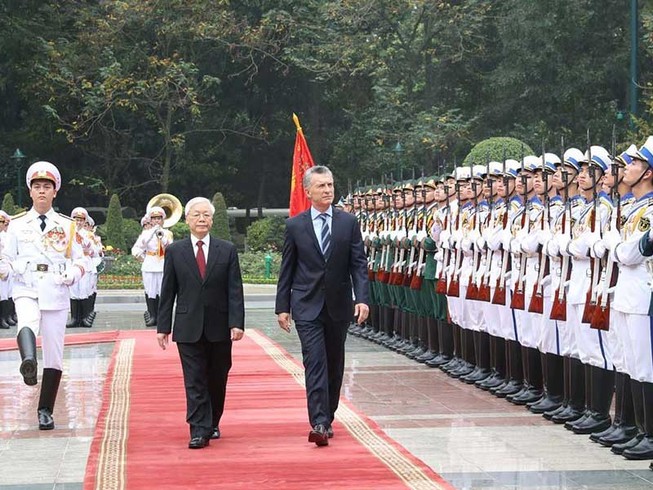 Tổng Bí thư, Chủ tịch nước chủ trì lễ đón tổng thống Argentina