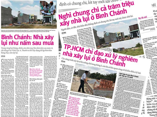 Bình Chánh nói gì về việc bùng phát xây nhà lụi?