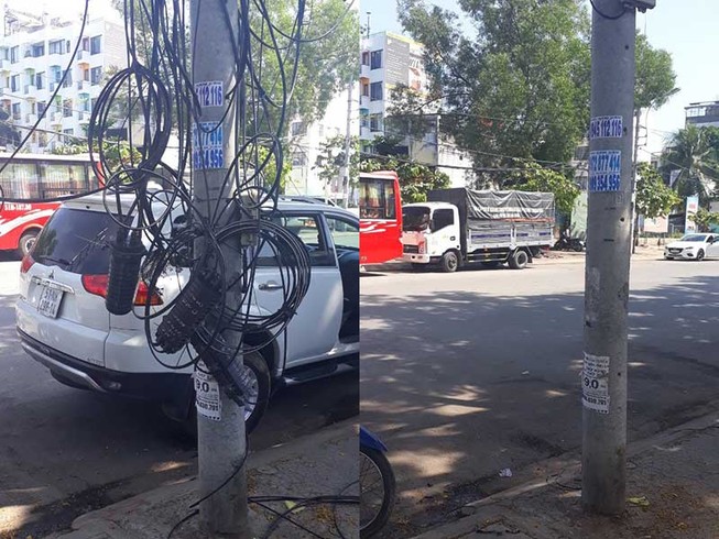 Chùm cáp quang lòng thòng đã được dẹp gọn