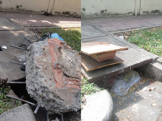 Đã dẹp khối bê tông nguy hiểm trên đường