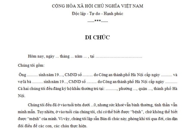 Điều kiện để di chúc miệng có hiệu lực