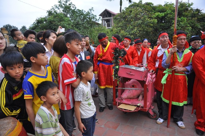 Lũ lượt xem lễ hội chém lợn làng Ném Thượng