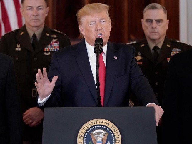 Trưa ngày 8-1 (giờ Mỹ), Tổng thống Mỹ Donald Trump đã có phát biểu chính thức sau vụ tấn công của Iran vào lực lượng Mỹ ở Iraq. Ảnh: CNN