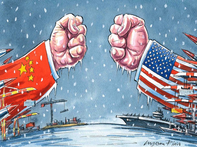 Ảnh: Thương chiến Mỹ - Trung làn nền kinh tế Trung Quốc suy thoái mạnh. Ảnh: FINANCIAL TIMES