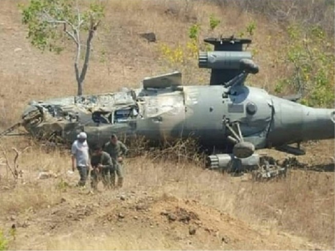 Một chiếc trực thăng Cheetah của Ấn Độ cừa rơi ở khu vực Kashmir. Ảnh: MSN