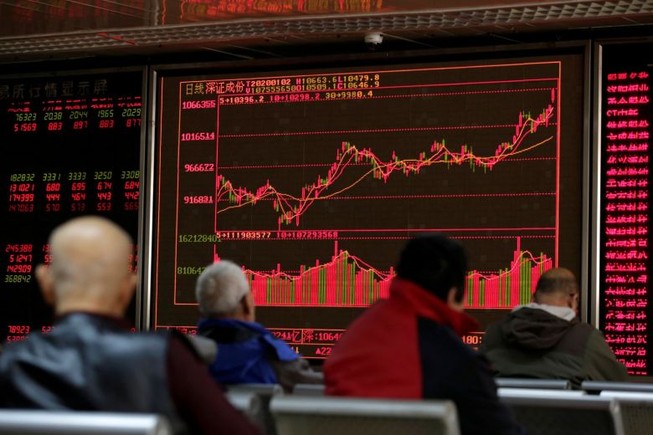 Hôm nay thị trường Trung Quốc "bốc hơi" 420 tỉ USD do dịch Corona. Ảnh: REUTERS