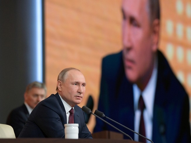 Tổng thống Nga Vladimir Putin trong một cuộc họp báo ở thủ đô Moscow vào tháng 12-2019. Ảnh: TASS