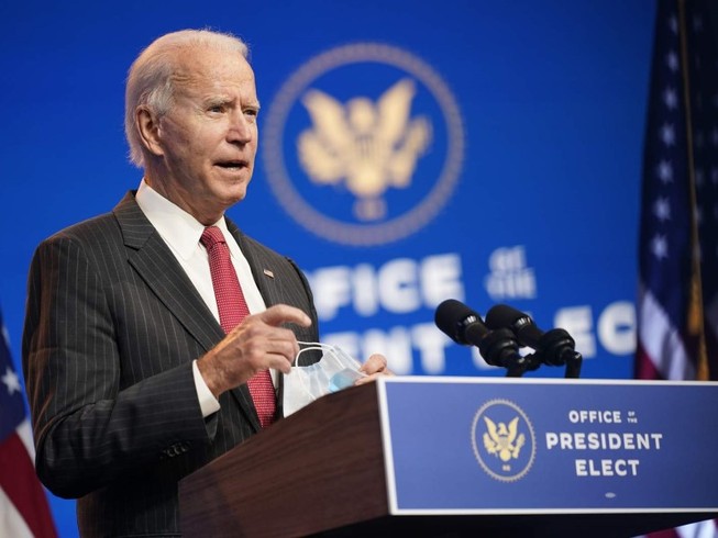 Tổng thống tân cử Joe Biden trong cuộc họp báo ở bang Delaware ngày 24-11. Ảnh: AP