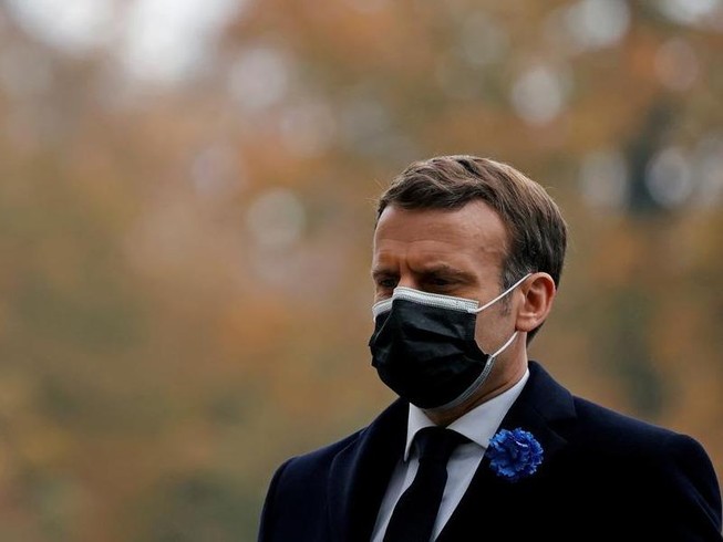 Tổng thống Pháp Emmanuel Macron tại lễ kỷ niệm ngày dấu sự kết thúc của Chiến tranh thế giới thứ nhất tại Paris, ngày 11-11.