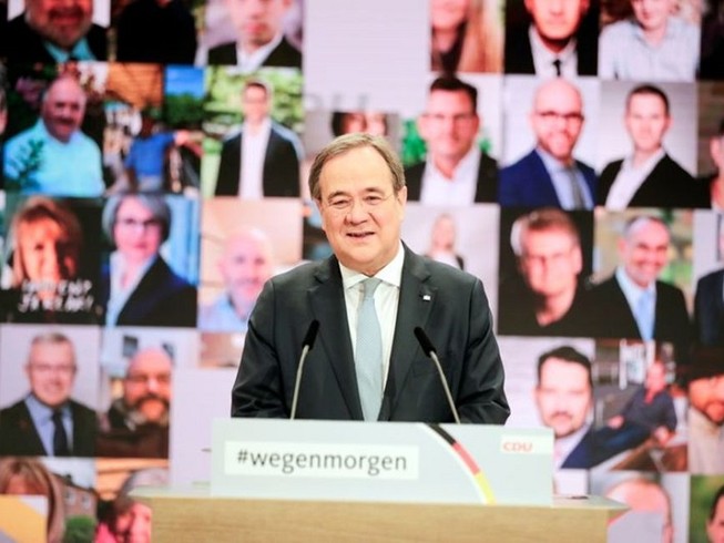 Ông Armin Laschet phát biểu sau khi được bầu làm Chủ tịch Liên minh Dân chủ Cơ đốc giáo (CDU) hôm 16-1. Ảnh: REUTERS