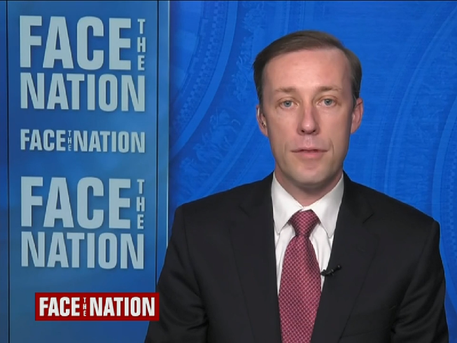 Cố vấn an ninh quốc gia Mỹ Jake Sullivan trong chương trình "Face the Nation" hôm 21-2. Ảnh chụp màn hình CBS