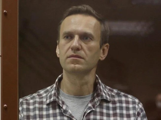 Nhân vật đối lập Nga Alexei Navalny tại phiên tòa ở Moscow hôm 20-2.