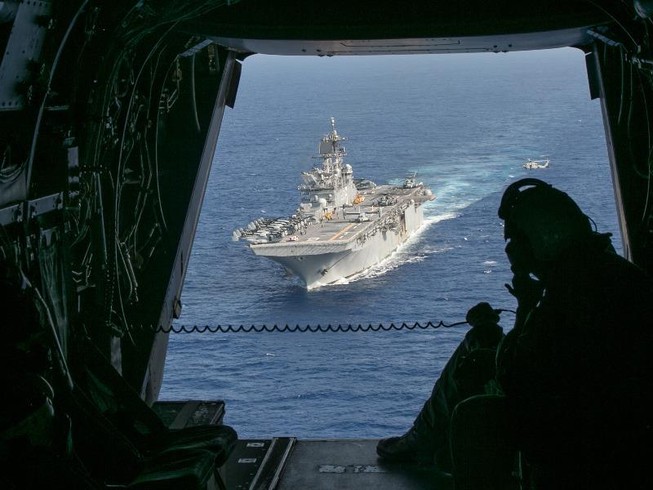 Tàu tấn công đổ bộ USS America tại Biển Đông hồi tháng 9-2020. Ảnh: INDOPACOM