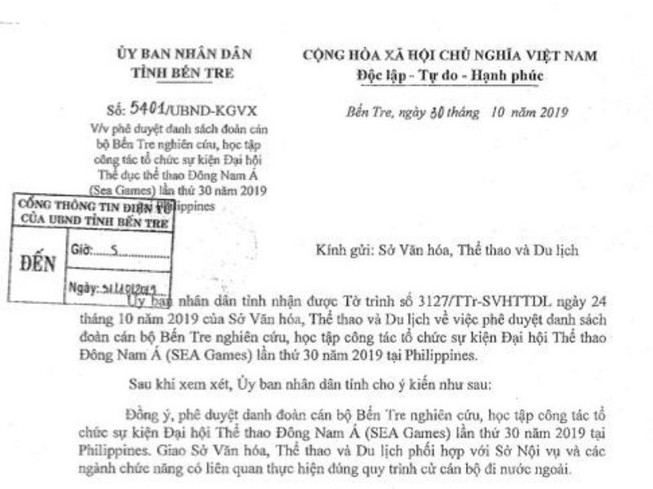 Bến Tre nói về việc cử cán bộ đi học tập tổ chức SEA Games