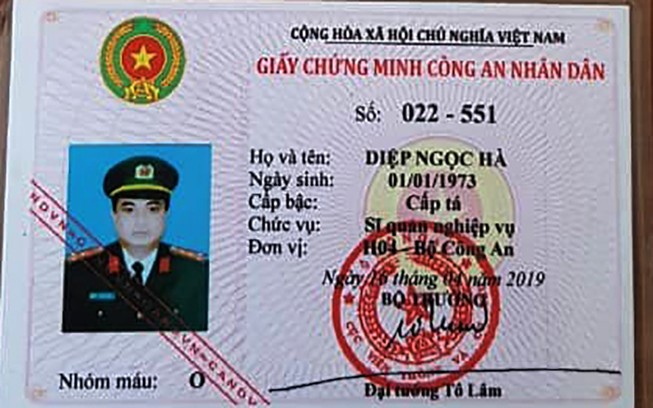 Thẻ công an giả Điệp Ngọc Hà mua qua mạng