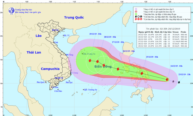 Sát tết Dương lịch, bão Phanfone lăm le vào biển Đông
