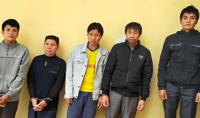 Năm bị can chuyên nhử trâu bò vào rừng sâu để giết mổ. Ảnh: Đ. HỢP