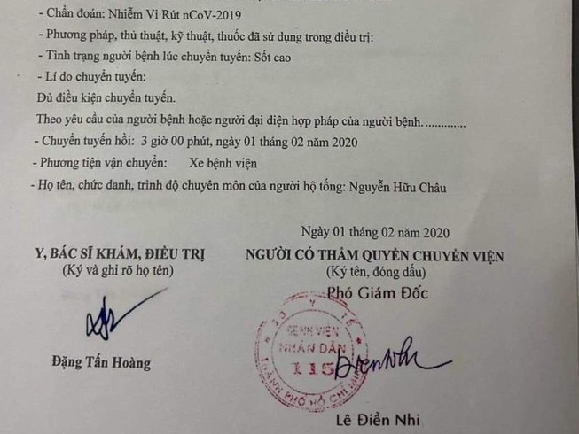 Thực hư BV Nhân dân 115 chuyển 1 ca bệnh nhiễm Corona