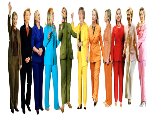 Phụ nữ Mỹ mặc vest Clinton đi bầu
