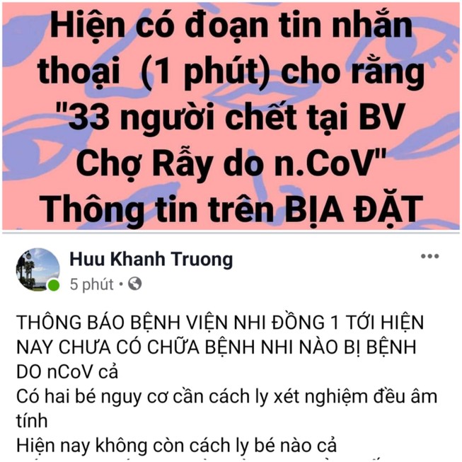 BV Chợ Rẫy, Nhi đồng 1 bác bỏ thông tin bịa đặt về dịch Corona