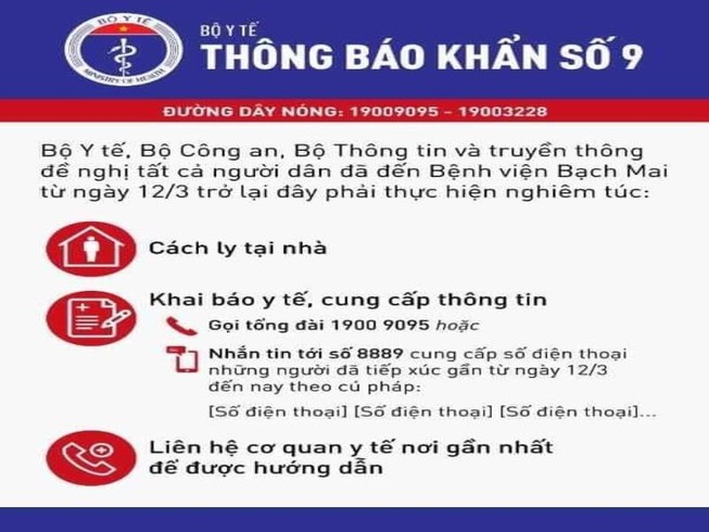 Thông báo khẩn của Bộ Y tế trưa 29-3