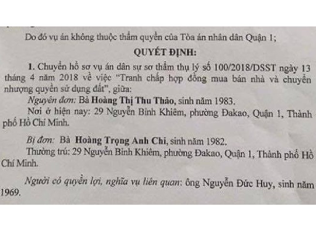 Chuyển hồ sơ tranh chấp nhà liên quan thẩm phán Nguyễn Hải Nam